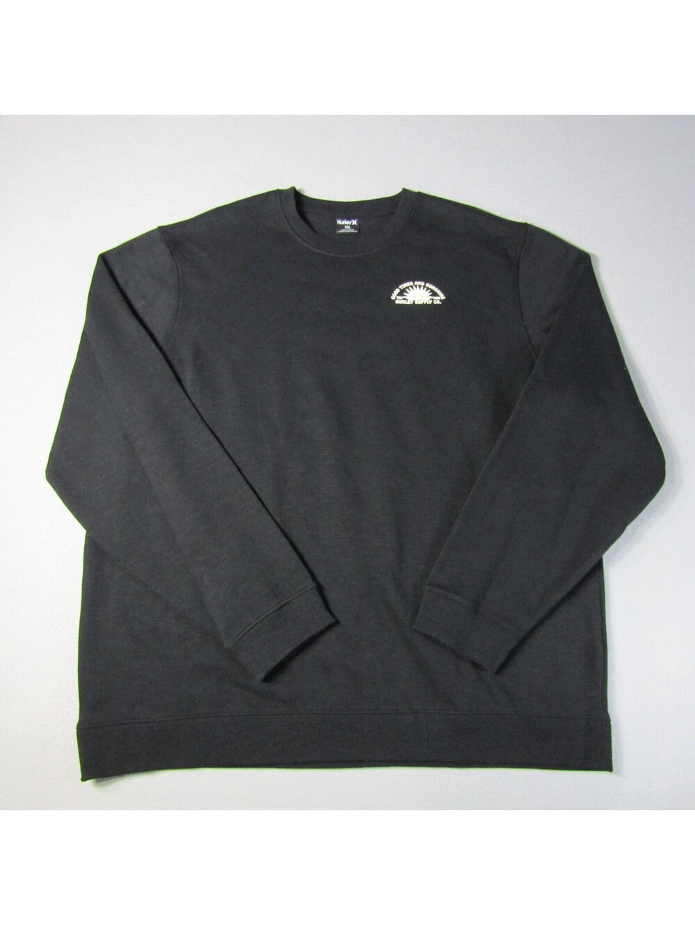NWT Hurley Sunshine Slub Men's XXL Crewneck Black Sweatshirt